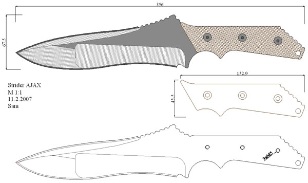 Нож из дерева чертеж